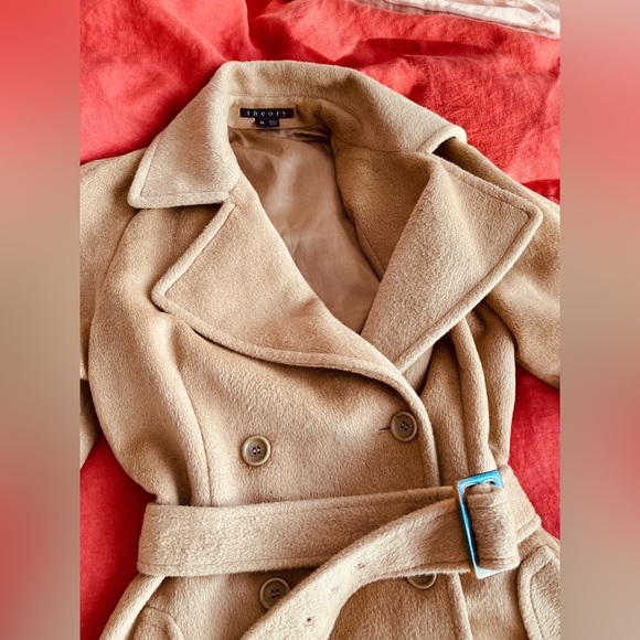 Theory Angora blend camel trench style coat SZ M - Picture 10 of 15